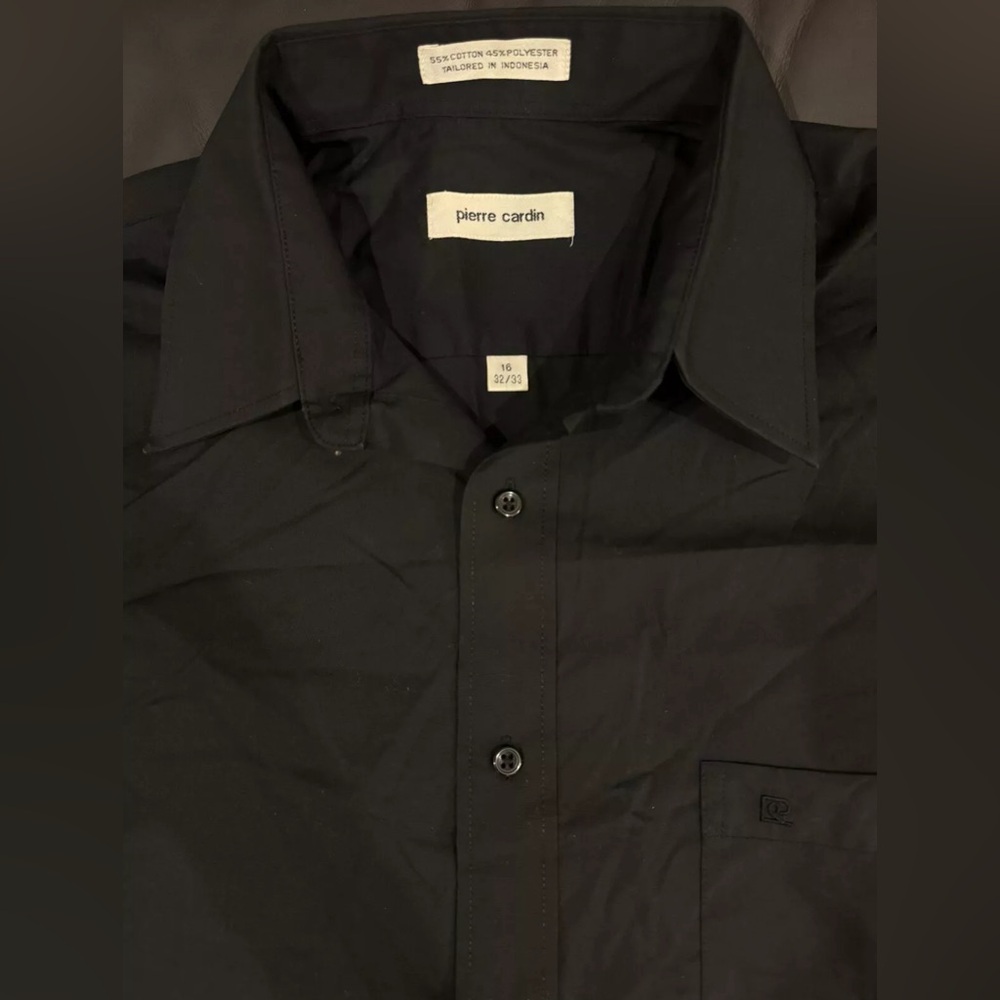 Pierre Cardin Men’s Dress Shirt Black 16 1/2 Size Long Sleeve Pre Owned